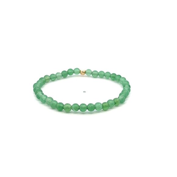 Natural Aventurine Gemstones Mini 4mm 18K Yellow Gold Charm Round Bead Faceted - Picture 5 of 5